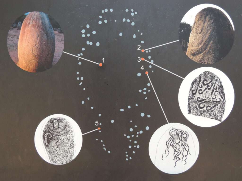 Steinritzung Steinritzungen im Stein-Heiligtum von Almendres