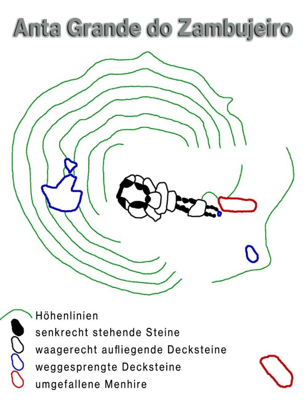 Plan des großen Dolmen von Zambujeiro